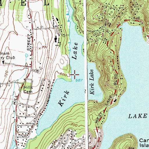 Topographic Map of Kirk Lake, NY