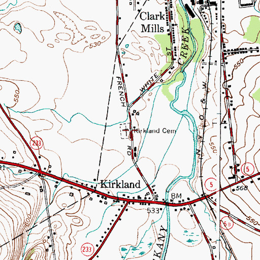 Topographic Map of Kirkland Cemetery, NY