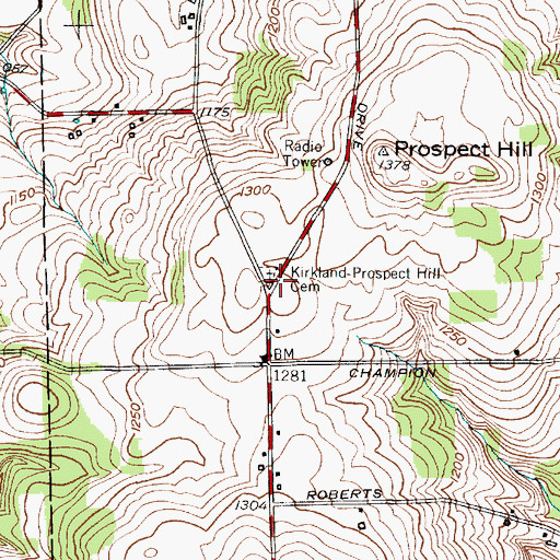 Topographic Map of Kirkland Prospect Hill Cemetery, NY