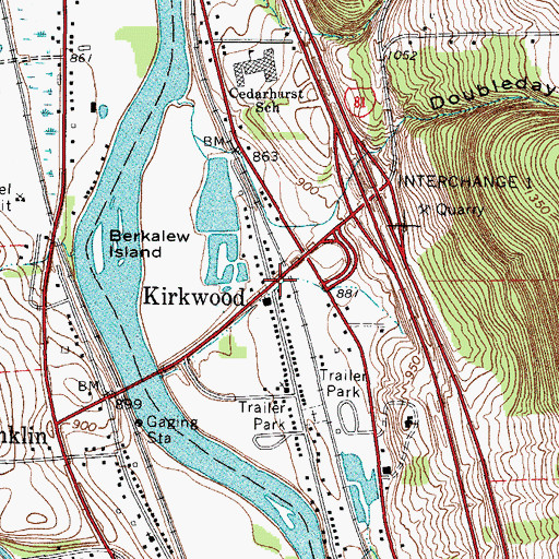 Topographic Map of Kirkwood, NY
