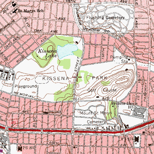 Topographic Map of Kissena Park, NY