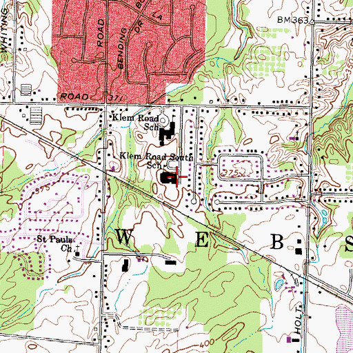 Topographic Map of Klem Road South School, NY