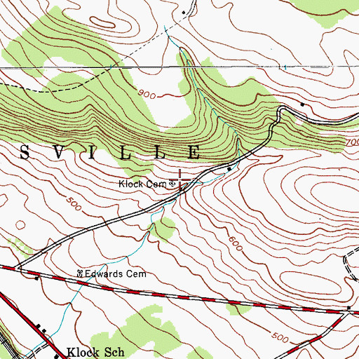 Topographic Map of Klock Cemetery, NY