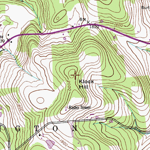 Topographic Map of Klock Hill, NY