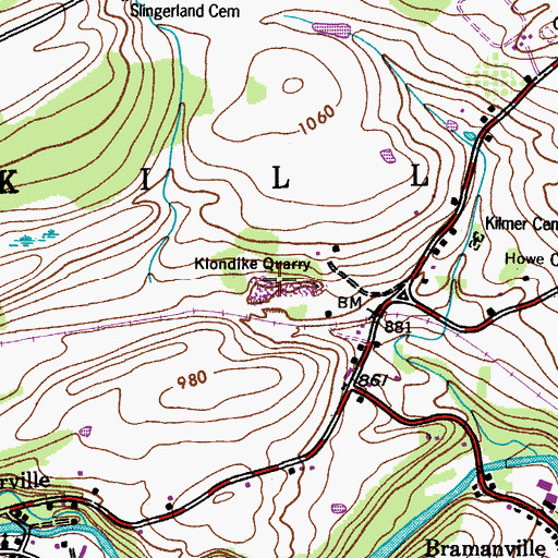 Topographic Map of Klondike Quarry, NY