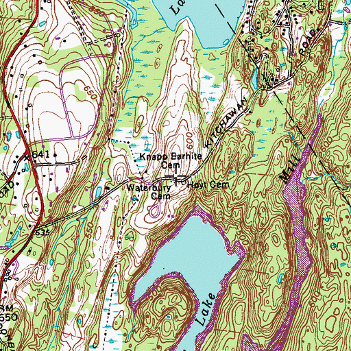 Topographic Map of Knapp - Bouton - Interlacken Cemetery, NY