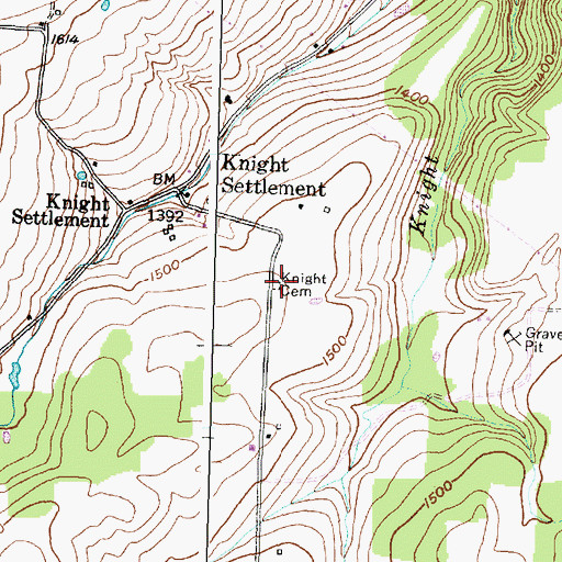 Topographic Map of Knight Cemetery, NY