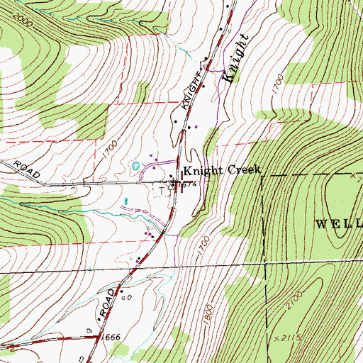 Topographic Map of Knight Creek, NY