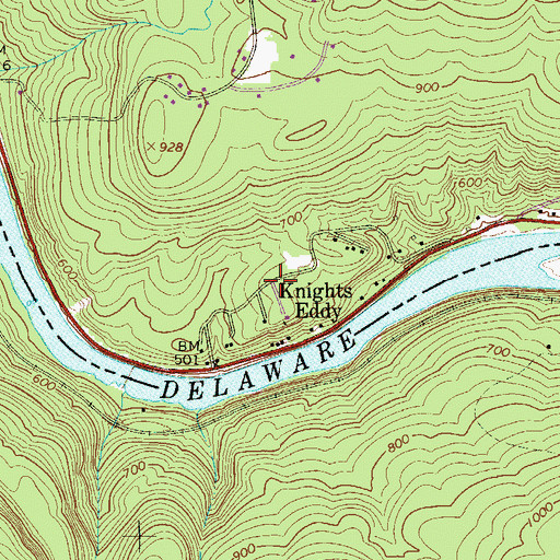 Topographic Map of Knights Eddy, NY