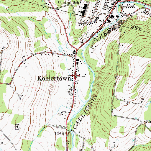 Topographic Map of Kohlertown, NY