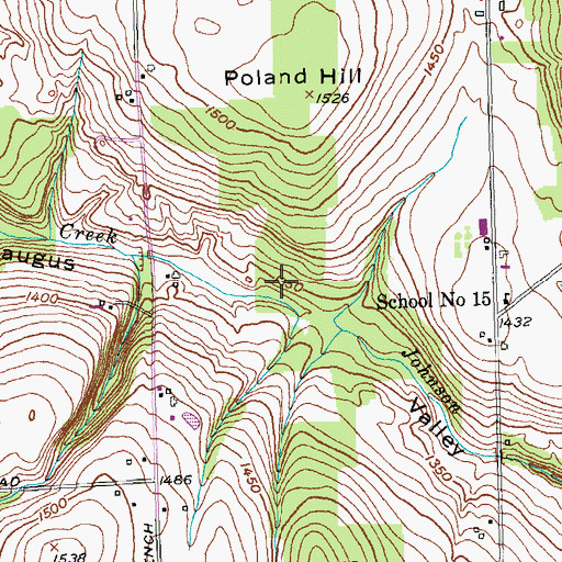 Topographic Map of Konawaugus Valley, NY