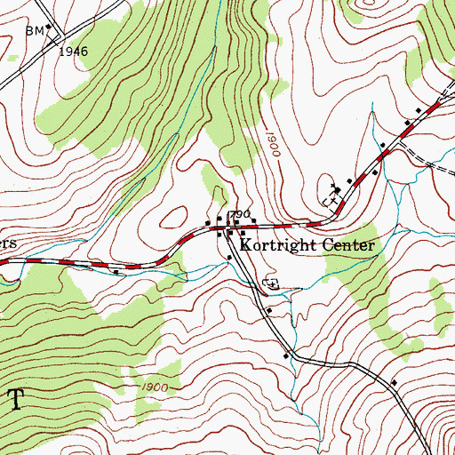 Topographic Map of Kortright Center, NY