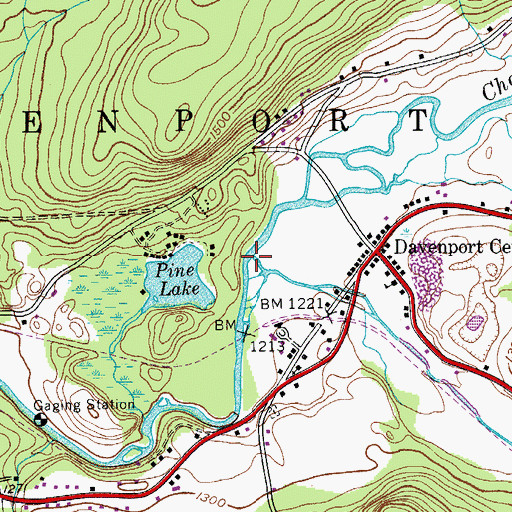 Topographic Map of Kortright Creek, NY