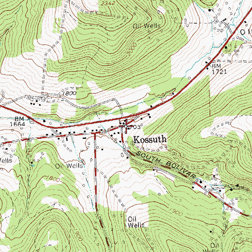 Topographic Map of Kossuth, NY