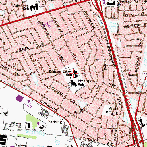 Topographic Map of Kramer Lane Elementary School, NY