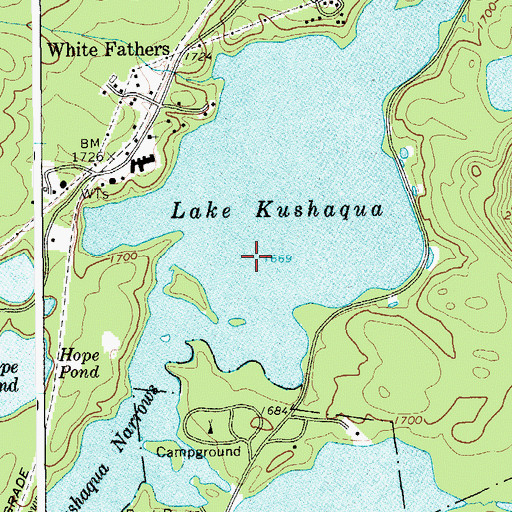 Topographic Map of Lake Kushaqua, NY