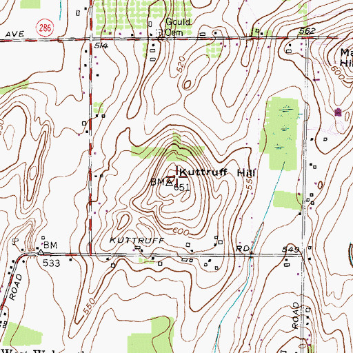 Topographic Map of Kuttruff Hill, NY