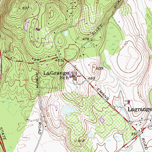 Topographic Map of LaGrange Elementary School, NY