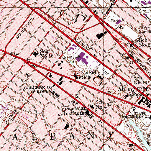 Topographic Map of LaSalle School, NY