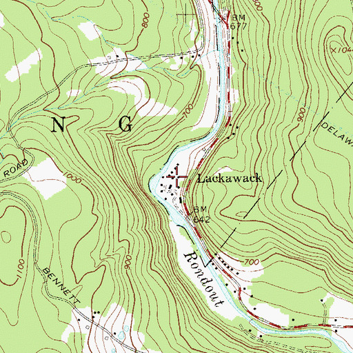 Topographic Map of Lackawack, NY