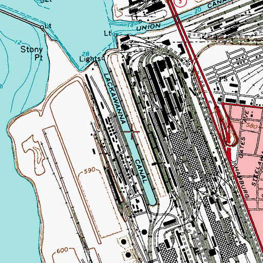 Topographic Map of Lackawanna Canal, NY