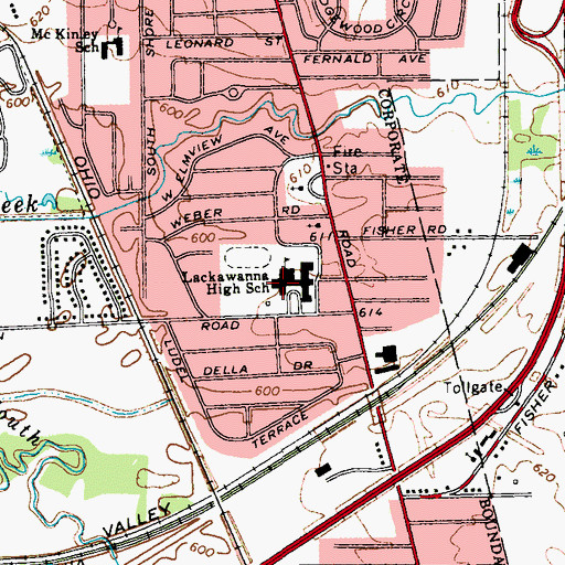 Topographic Map of Lackawanna High School, NY