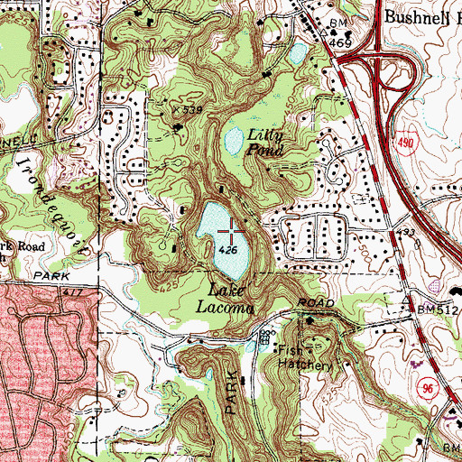 Topographic Map of Lake Lacoma, NY