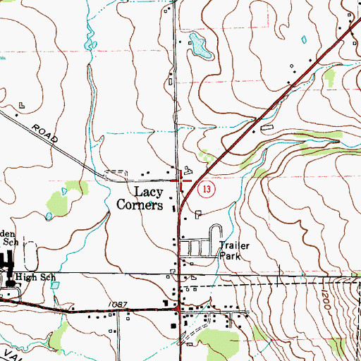 Topographic Map of Lacy Corners, NY