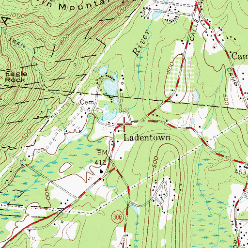 Topographic Map of Ladentown, NY
