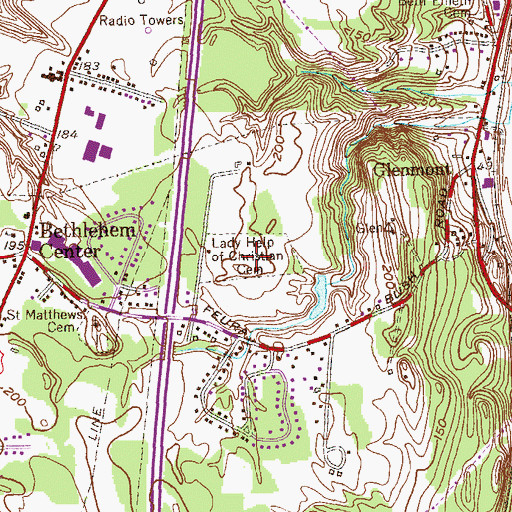 Topographic Map of Our Lady Help of Christians Cemetery, NY