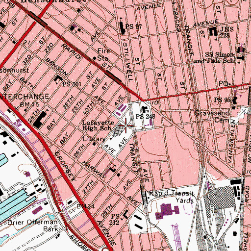 Topographic Map of Lafayette High School, NY