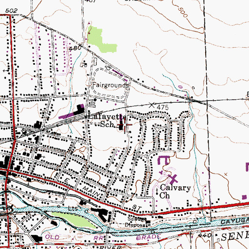 Topographic Map of Lafayette School, NY