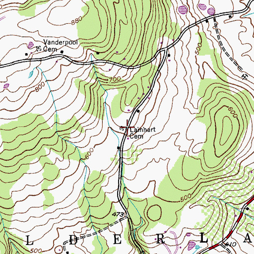 Topographic Map of Lainhart Cemetery, NY