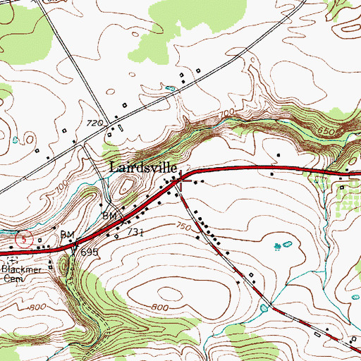 Topographic Map of Lairdsville, NY