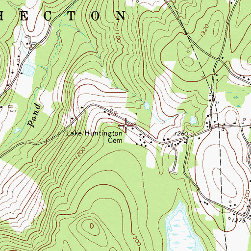Topographic Map of Lake Huntington Presbyterian Cemetery, NY