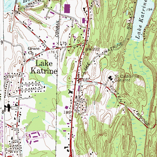 Topographic Map of Lake Katrine, NY