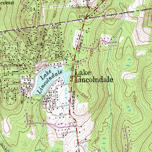 Topographic Map of Lake Lincolndale, NY