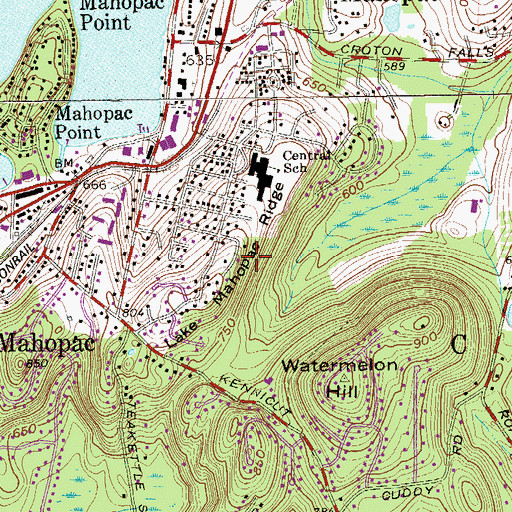 Topographic Map of Lake Mahopac Ridge, NY