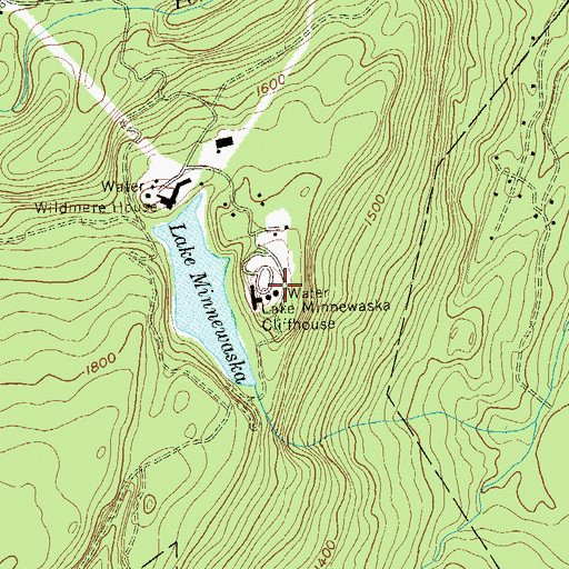 Topographic Map of Lake Minnewaska Cliffhouse, NY