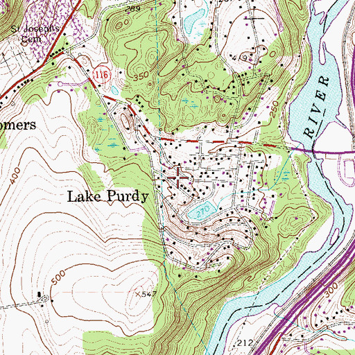 Topographic Map of Lake Purdy, NY