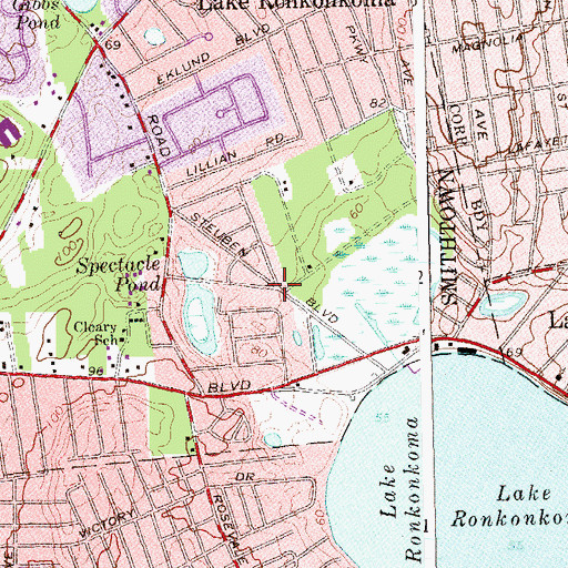 Topographic Map of Lake Ronkonkoma, NY