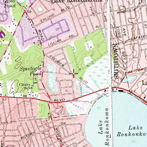 Topographic Map of Lake Ronkonkoma, NY