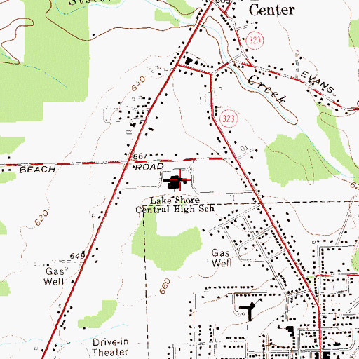 Topographic Map of Lake Shore Central High School, NY
