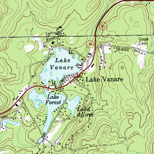 Topographic Map of Lake Vanare, NY