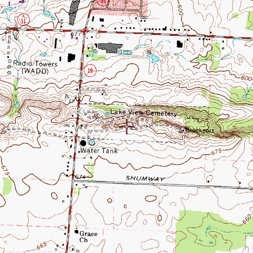 Topographic Map of Lakeview Cemetery, NY