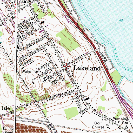 Topographic Map of Lakeland, NY