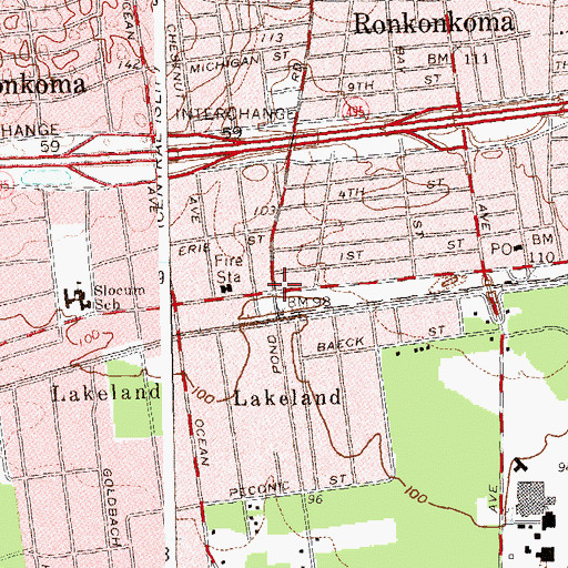 Topographic Map of Lakeland, NY
