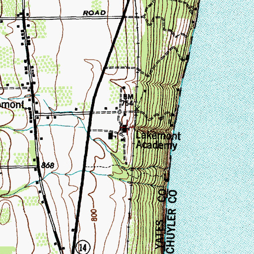 Topographic Map of Lakemont Academy, NY