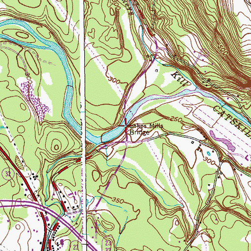 Topographic Map of Lakes Mills Bridge, NY