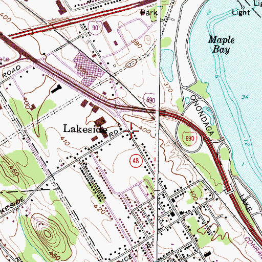Topographic Map of Lakeside, NY